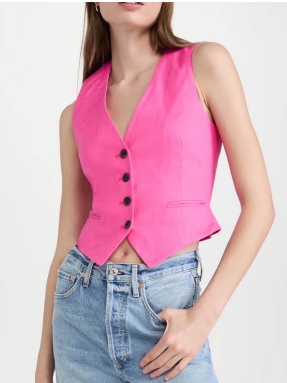💓rag & bone Priya Pink Linen Blend Vest